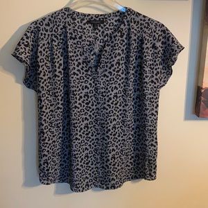 Cheetah print short sleeve blouse